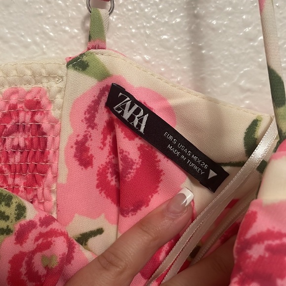NWOT Zara Pink Flower Corset Mini Dress - Picture 4 of 5